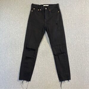 Levi’s Wedgie Fit Jeans Women’s 25 Black Desert High Rise Destructed Raw Hem